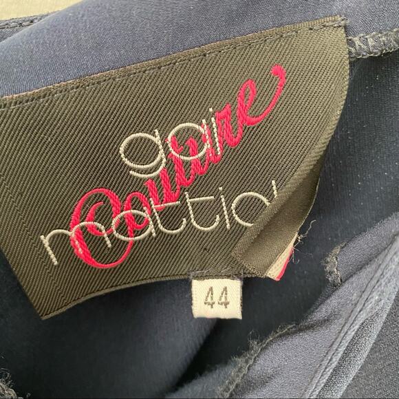 Gia Mattiolo Couture Mesh Sides Navy Dress 44 12 - Picture 3 of 8